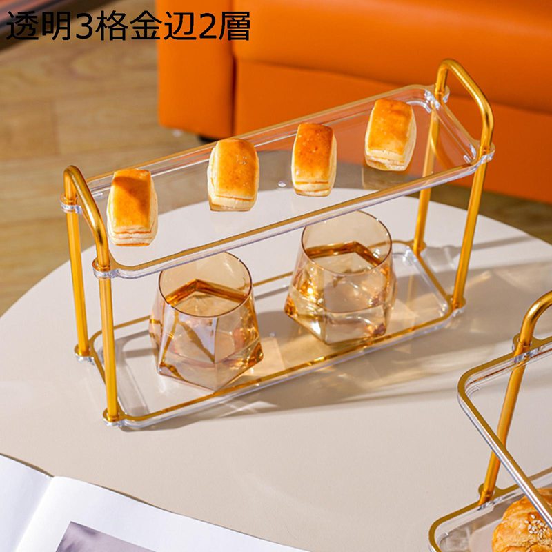 ケーキスタンド デザートスタンド 金属 アクリル 2層 フルーツプレート デザート展示台 お菓子皿 プラッターラック ケーキディスプレイスタンド 透明 果物 テーブルデコレーション ?影小物 おしゃれ