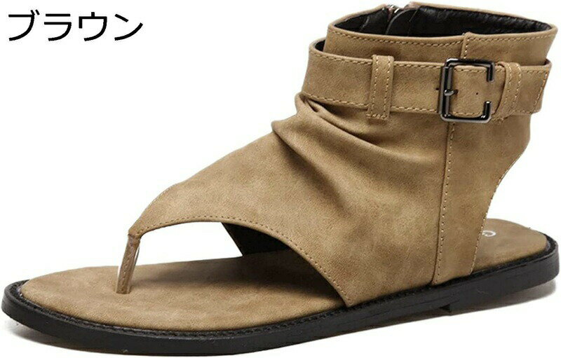 トングサンダル フラット 美脚 レディース オシャレ 鼻緒 ベルト ブーサン 大きいサイズ くしゅくしゅ 歩きやすい 22.5-25.5CM 安定感 レジャー用 ジッパー リゾート 通気性 ブラック ブラウン 柔らかい 通勤通学