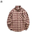 シャツ ジャケット 格子 チェックシャツメンズ 胸ポケット付き シャツジャケット 長袖 折り襟 短め 春 夏 秋 冬 上着 韓国風 潮流 ボタン付き 男性用 や...