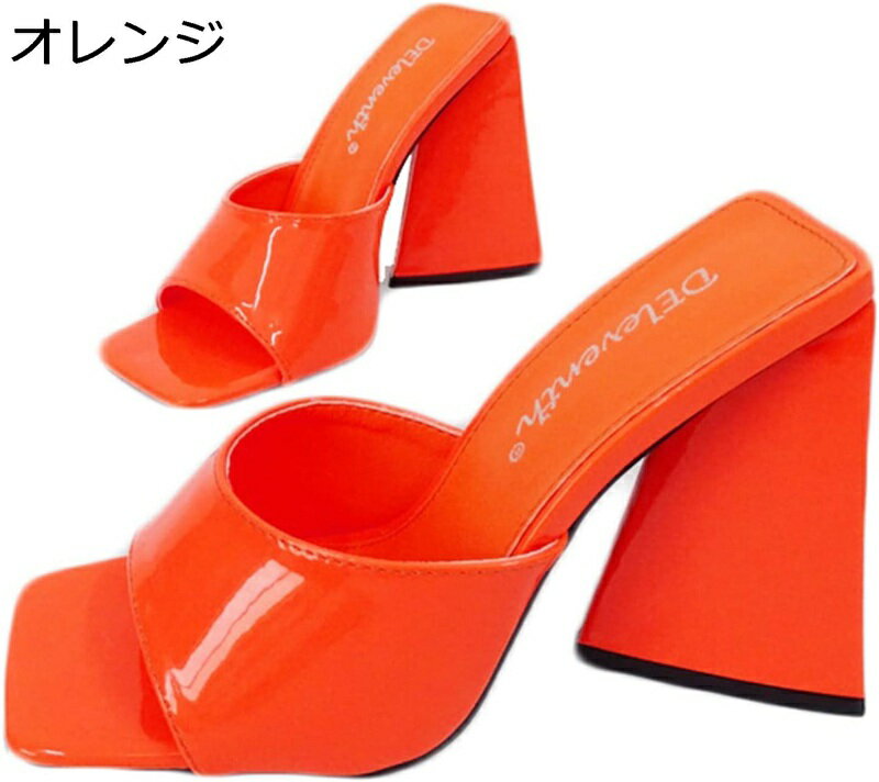 レディース サンダル ミュール 春夏 痛くない 履きやすい 歩きやすい スクエアトゥ 柔らか 11cm 太ヒール 無地 シンプル カジュアル オープントゥ チャ...
