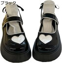 パンプス ロリータ風 レディース ハート柄 おでこシューズ ロリ姫靴 ベルクロ ゴスロリ 超可愛い 女の子 厚底 ラウンドトゥ 屈曲 低反発 履きやすい 蒸れない 超軽量 防滑 コスプレ ハロウィン jk 大人 普段履き