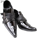 ビジネスシューズ 紳士靴 本革 ドレスシューズ ポインテッドトゥ お兄系 ストラップ エナメル 防水 防滑 5cmヒール おしゃれ カジュアル オックスフォード...