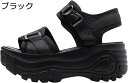 厚底サンダル スポーツサンダル マジックテープ アンクルストラップ レディースシューズ 軽量 6~8CM