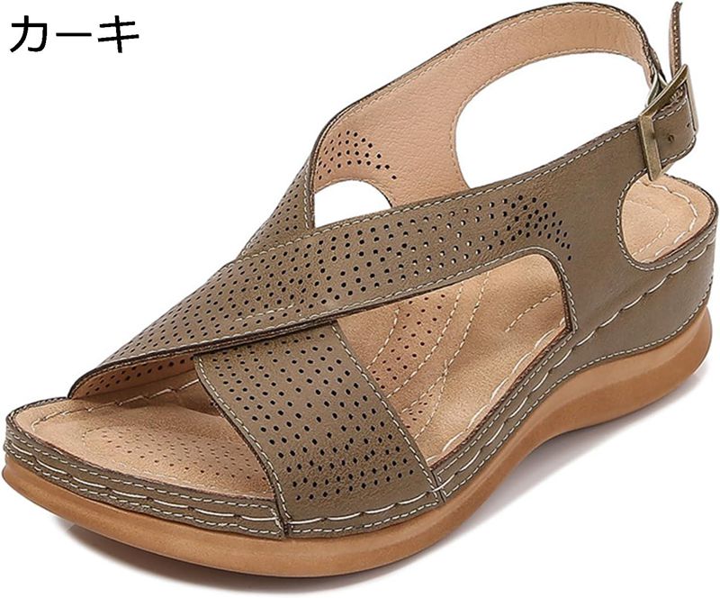 アンクルストラップ ビーチサンダル 大きいサイズ レディース 船型底 オープントゥ クロスストラップ 5cmヒール 夏 通気性 ウェッジヒール 耐滑 耐磨耗性 疲れにくい スポーツサンダル 海