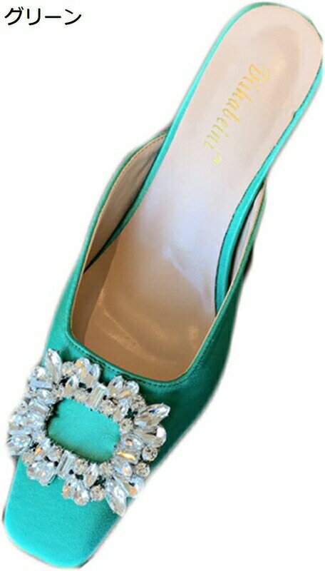 レディース ミュール サンダル ビジュー付き キラキラ 履きやすい スクエアトゥ 韓国風 ファッション 柔らかい 軽便 通気性 カジュアル 防滑 防臭 抗菌 エ...