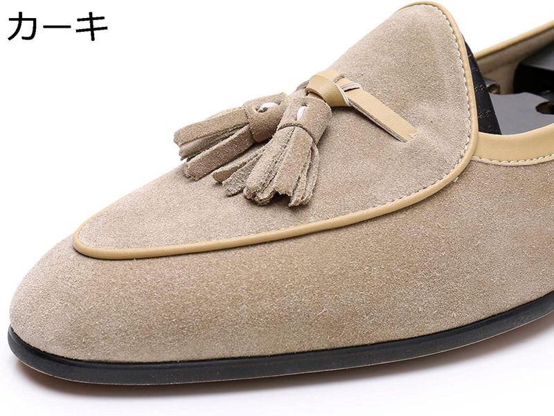 スエード タッセル ローファー 本革 革靴 ドライビングシューズ スリッポン カジュアル ビジネスシュー..