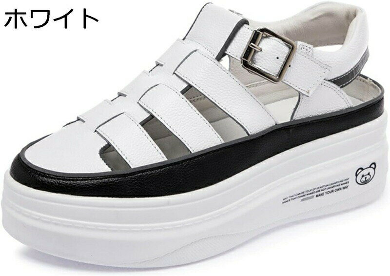 透かし彫り スニーカー サンダル PUレザー 厚底 ローマ風 レディース バックル クローズドトゥ 無地 春夏秋 ローカット 防水性 滑り止..