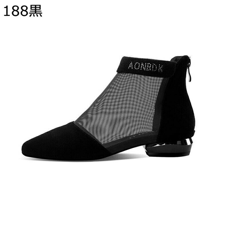 サンダルブーツ スエード レディース メッシュ 夏ブーツ ショートブーツ ジップ ローヒール 短靴 カジュアルブーツ 滑り止め 可愛い 無地 スリム 細見え 透気性 オシャレ 安定感 柔軟性 日常