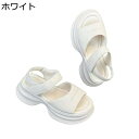 サンダル 厚底 レディース オープントゥ プラットフォーム 面ファスナー 6cmヒール ラム革 春夏秋 滑り止め カジュアル 履きやすい 仕事 日常用 お出かけ...