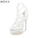 ストラップサンダル 透明 クリア 黒 ハイヒール14cm 防水台4cm セクシー レディース 春 夏 大きいサイズ クロス バックル 女装 メンズ 二次会 ダン...