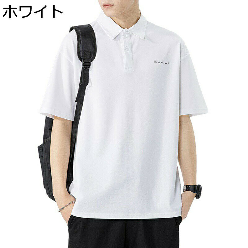 ポロシャツ ボタンダウン ゴルフウェア メンズ 英字柄 プリント tシャツ カッコイイ 薄手 軽い 通気性 耐摩耗 吸汗速乾 フイット 半袖 夏服 ビジネス スーポツ 通学 通勤 上着 シャツ