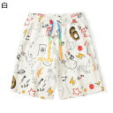ビーチパンツ ショートパンツ メンズ プリント 芸術落書き アナログ 水着 海パン サーフショーツ 短パン ビーチ プール 夏 水陸両用 通気速乾 薄手 涼しい ゆったり リラックス アウトドア