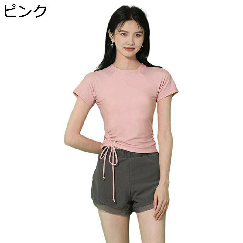 ビキニ　水着　レディース FiveHappyと アメリカ レトロ パイソン 柄の 赤い ビキニ 水着 スプリット レッド 長袖 ブラウス 女性