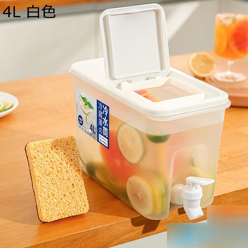 ピッチャー 麦茶ポット 冷蔵庫ポット ドリンクサーバー 冷水筒 蛇口付き 大容量 4L 透明 耐熱 漏れない ウオーターサーバー 蓋付き 洗いやすい お茶 麦茶 ティーポット 広口 飲料水バケット 25*13.7*16.6cm