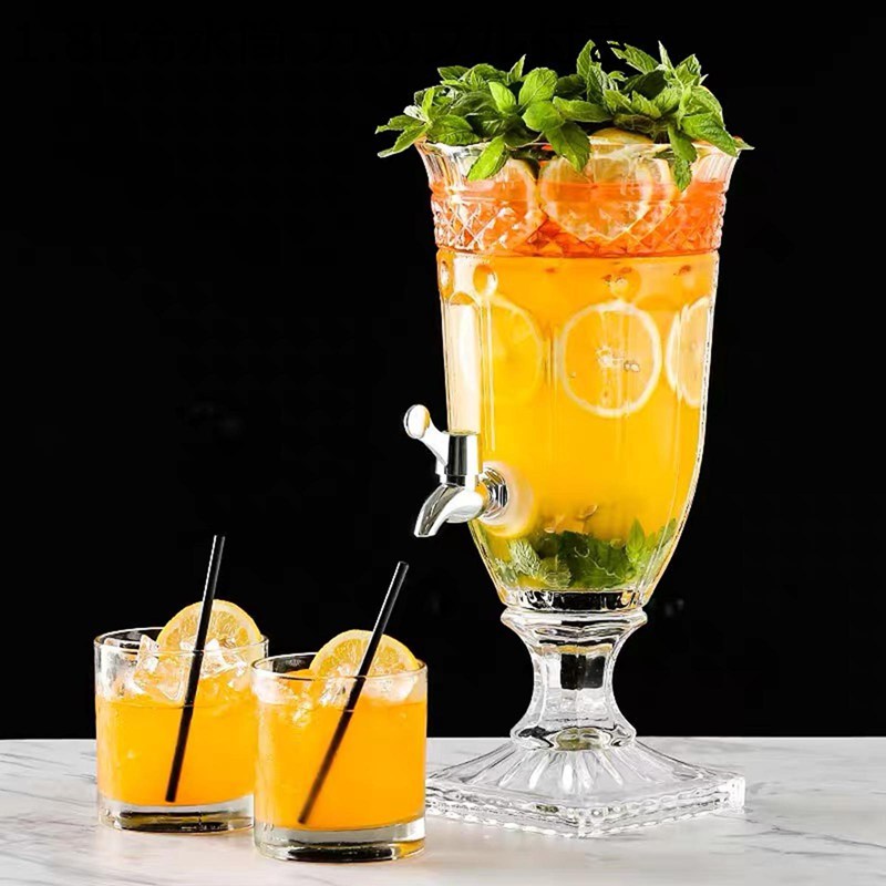 冷水筒 蛇口付き ガラス製 ドリンクサーバー 1.8L/3L/4.5L 飲料ディスペンサー ジュースディスペンサー 酒 業務用 ウォーターサーバー ウォータージャグ 透明バレル ドリンクピッチャー