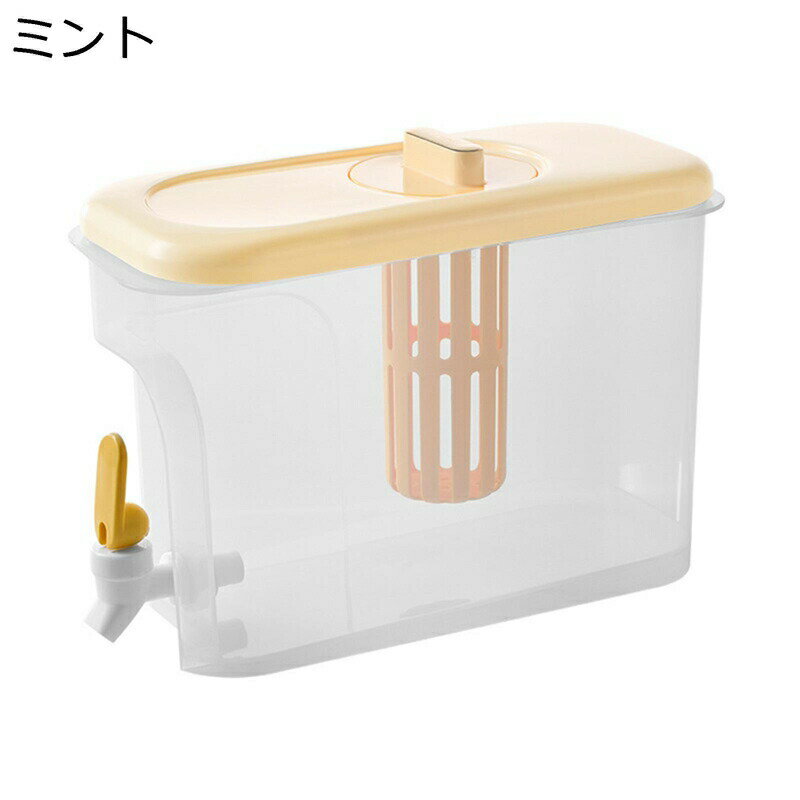 冷水筒 ドリンクピッチャー ジュース容器 横置き 冷蔵庫 ポット 蛇口付き 冷水筒 茶ポット 耐熱 保冷 4L 大容量 広口 漏れ防止 水タンク 飲料バケット ウォータージャグ 冷蔵庫用 調理器具