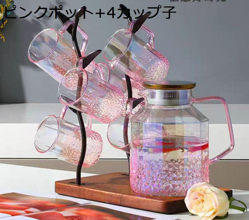 茶ポット 冷水筒 ガラスティーポット 広口設計 熱湯可 透明 花茶 紅茶 コーヒー ビール 冷蔵庫 アウトドア キャンプ パーティー 洗いやすい 食洗機対応 ギフト 誕生日 お祝い
