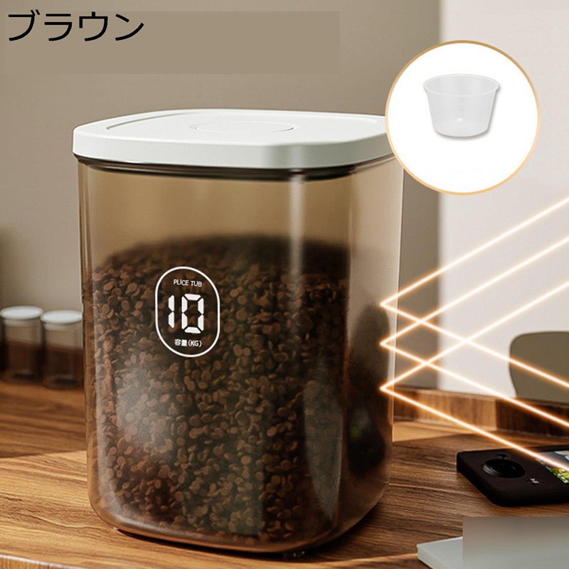 ペットフードストッカー 5kg 10kg ペットフード保存容器 スプーン付き 真空 ライスボックス 米桶 密封保存 キャットフード保存 餌収納 猫 犬 餌入れ 透明可視化 鮮度キープ 収納ボックス