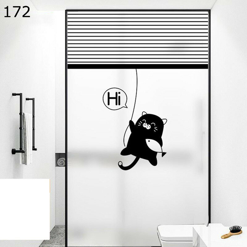 窓フィルム 猫 窓に貼るブラインド 可愛い 魚 ガラスシート 見えない 北欧 ins 黒白 断熱 めかくしシー..