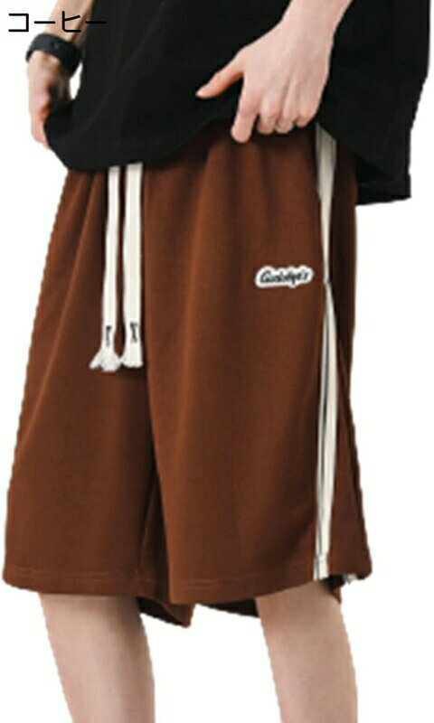 スウェットパンツ メンズ ハーフパンツ ヒップホップ サイドライン ショットパンツ 夏 大きいサイズ ビッグシルエット ストレート カジュアル ダンス ワイド 短パン ジャージボトム スポーツウェア