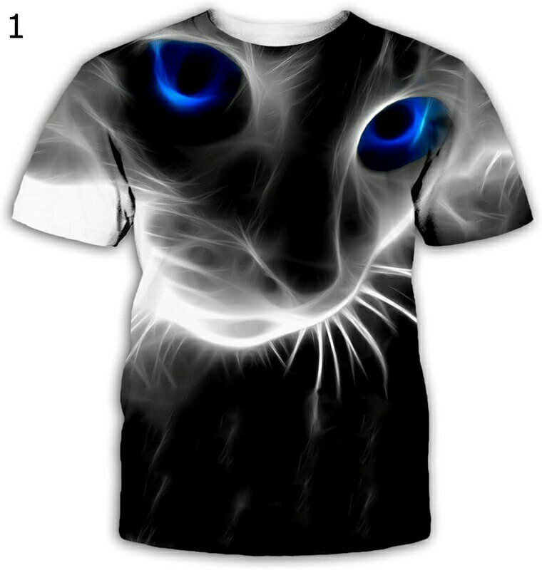 メンズ 3dプリントtシャツ 半袖 春夏 猫柄 総柄 カップル 柔らか 着心地が良い 薄手 涼しい カジュアル ゆったり 超軽量 吸汗 おおきいサイズ 原宿系 ストリート かっこいい 丸襟 ビーチ 夏祭り 日常