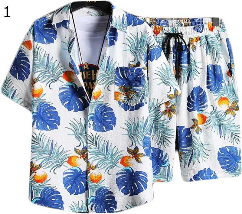 アロハシャツ 上下セット 半袖シャツ メンズ ハワイアン ビーチシャツ 韓国風 おしゃれ 総柄 プリント 薄手 uvカット ゆったり 柔らかい 肌触りがいい 速...