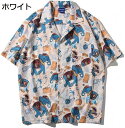 夏 総柄シャツ メンズ 半袖 和柄 浮世絵 和風 開襟シャツ 軽量 上着 カジュアルシャツ アロハシャツ 薄手 プリント 通気速乾 柔らかい ゆったり かっこい...