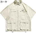 半袖シャツ ネルシャツ メンズ 綿 夏 開襟 薄い マルチポケット ドロップショルダー ゆったり ボタンダウン 無地 シンプル サイドスリット 速乾通気 カジュ...