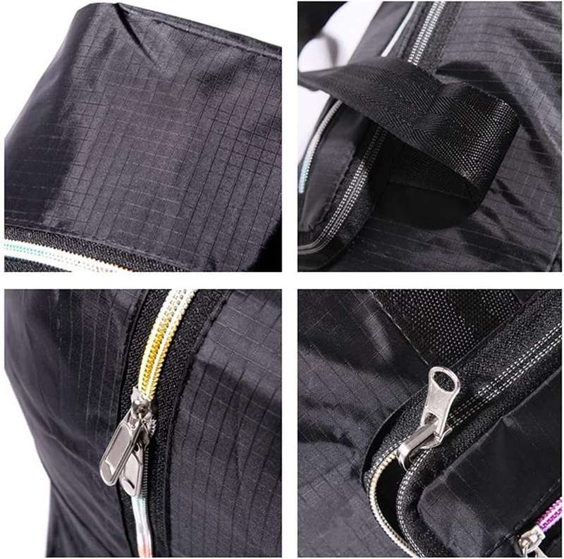 ボストンバッグ 大容量 50L コンパクトに畳める キャリーに通せる 防水 丈夫で軽い パラシュート生地（ブラック）