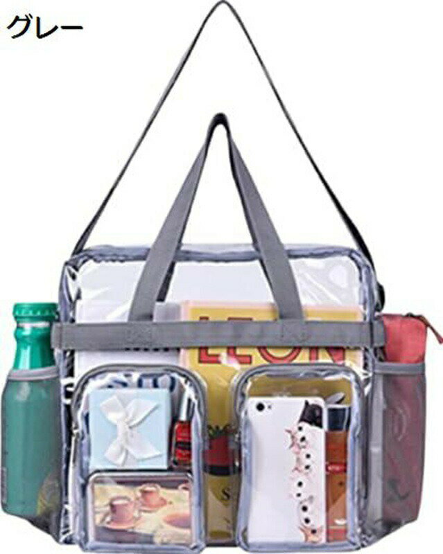 クリア ビニール バッグ 透明 2way 大容量 ビーチ 海水浴 プール スイミング 手提げ 肩掛け レディース