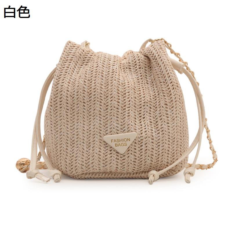 ハンドバッグ バケットバッグ ハンドメイド ストロー 肩掛け 巾着 レディース 可愛い サマーバッグ