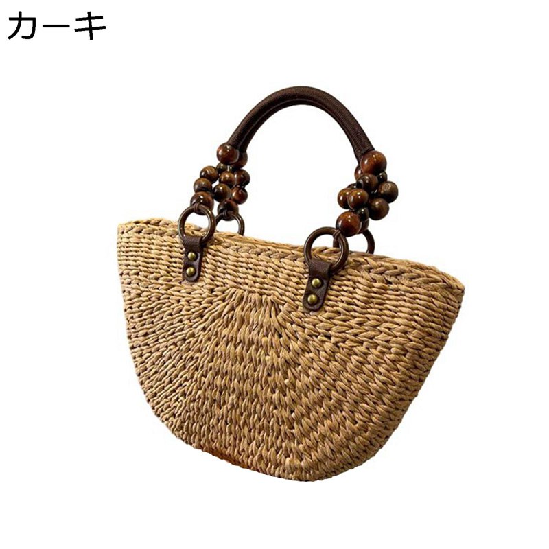楽天parte1編みバッグ カゴバッグ ストロー 半円 手提げバッグ 夏用 ジップ 肩掛けバッグ 手織りバッグ レディース 外出 通学 花火 花見 海辺 大容量 小銭 鍵 小物入れ 便利 可愛い 女の子 女性 レジャーバッグ