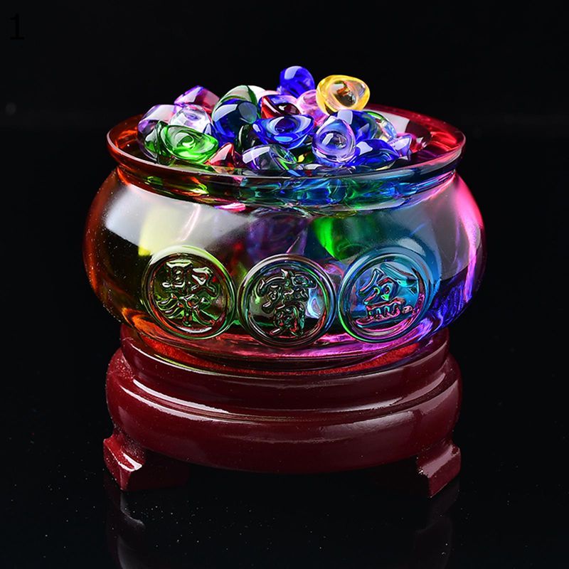 財宝袋 宝鉢 風水置物 イエロー フルカラー クリスタルガラス 縁起物 聚寶盆 元寶 黄水晶 インテリア 金運祈願 風水グッズ 置物 金運 開運 財運 金運 招福 招財 幸運 金運アップ 運気アップ 店飾り 開運雑貨