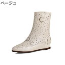 サンダルブーツ レザー 透かし彫り パンチング 本革 レディース 2cmインヒール ウェッジヒール 夏ブーツ ショートブーツ ジップ 短靴 可愛い 着やせ 通気 お洒落 柔らかい 走れる 普段用
