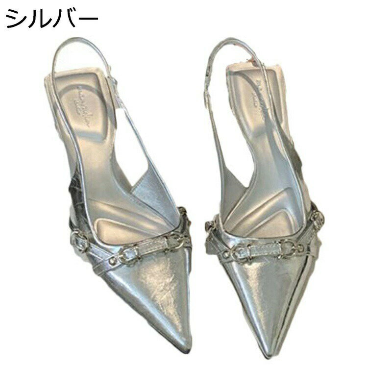 ポインテッドトゥ サンダル レディース クローズトゥ ピンヒール ローヒール スリッポン 細いストラップ 春夏秋 通気性 滑りにくい 疲れない 柔軟性 お出かけ レジャー オフィス 通勤 通学 3