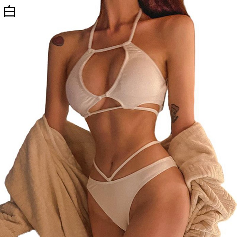 ビキニ レディース 水着 セクシー ブラジリアン 上下2点set カッティング ホルターネック バスト盛れる スイムドレス ビーチウェア クロス 女性らしい 欧米 ビーチ プール 温泉浴 ファッション