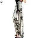 冷感ワイドパンツ 夏 竹柄 レディース M-4XL ボトムス ガウチョパンツ ロング丈 大きいサイズ ゆったり きれいめ ストレート おしゃれ 薄手 通気 ふん...
