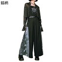 ワイドパンツ ガウチョパンツ キュロットパンツ 夏 レディース ロング丈 スカート風aライン パッチワーク 切り替え デザイン性 ドレープ 春 夏 秋 体型カバー リラックス 通気 バギーパンツ モード系