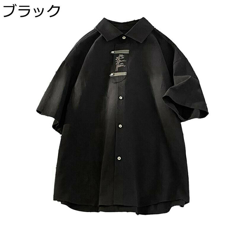 半袖シャツ 中国風シャツ メンズ ユニセックス チャイナ風 前開き 夏服 大きいサイズ チャイナトップス 5分袖 羽織 春 夏 薄い 速乾吸汗 通気性 オーバーサイズ ボタン 青少年 ジュニア 男子学生 練習用 ギフト