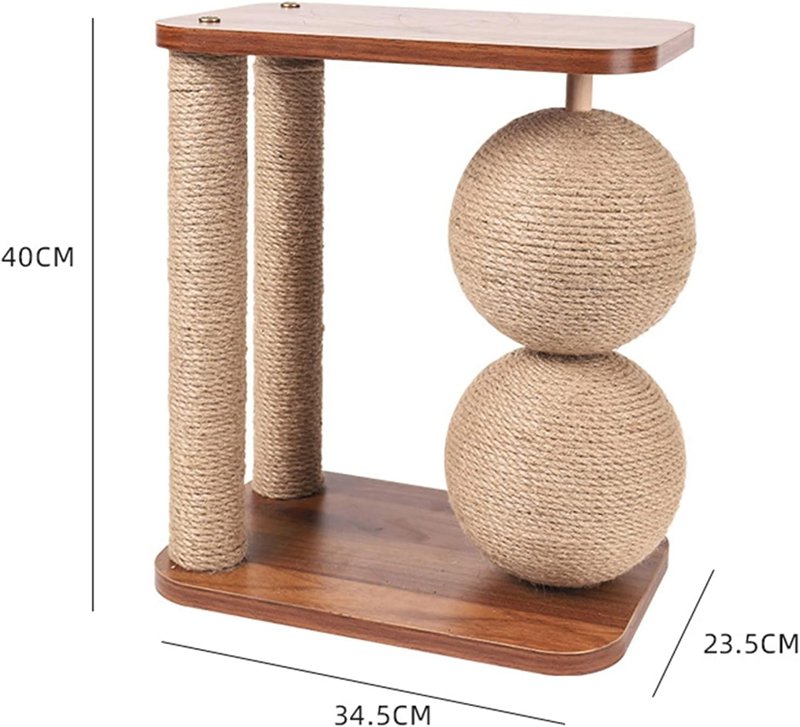 木製 猫用爪とぎポール キャットタワー 猫用タワー ダブルボール 猫ポール 麻縄巻き 可愛い ネコの爪とぎ 据え置き型 2匹用 組み立簡単 おもちゃ ストレス解消 コンパクト 省スペース