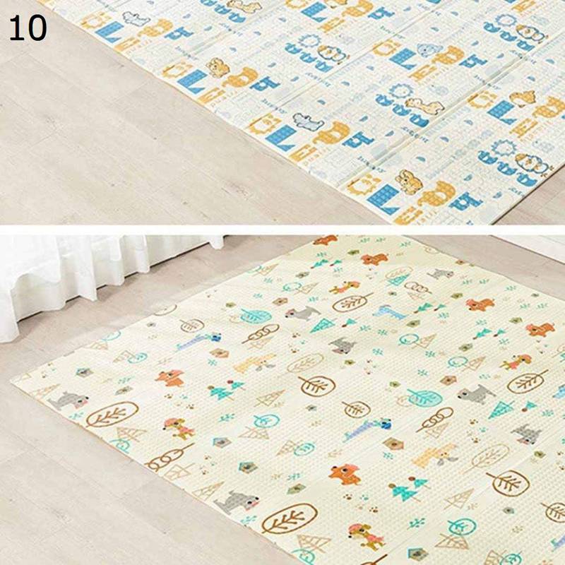 超厚手 赤ちゃん プレイマット 熊柄 森林 爬行パッド 遊びマット 折り畳み可能 母の日 両面使用 防水 防音 XPE素材 高密度 ノンスリップ 厚手 大判 子供部屋 床暖房対応 プレゼント200CMx180CMx2CM/1.5CM