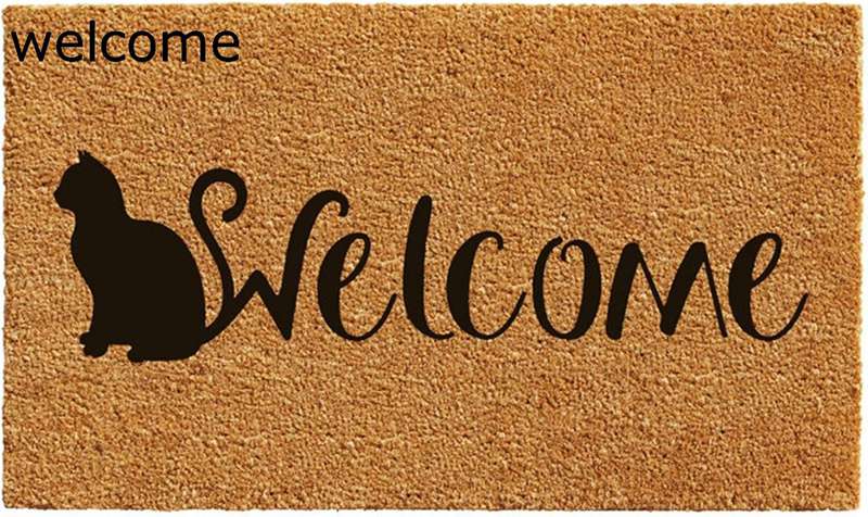 ココヤシマット 玄関マット ドアマット 泥落とし welcome 猫柄 屋外 エントランス インテリア ベランダ 耐久性 ベランダ 雨雪 業務用 家庭用 オフィス 店舗 汚れにくい 泥除け 防水 屋外マット 丸洗い