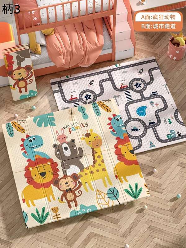 ベビープレイマット 折り畳みマット 子供 遊びマット ゲームパッド 可愛い リバーシブル 両面使い 防音..