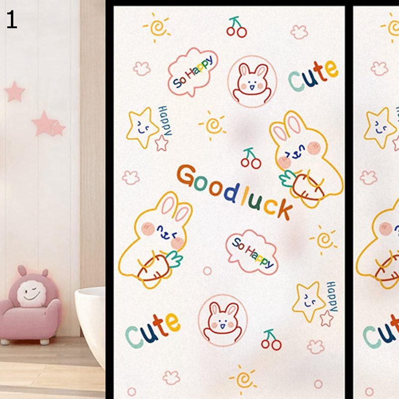 ガラスフィルム すりガラス フィルム 可愛い キャラクター柄 ガラス目隠しフィルム ガラス断熱シート ..