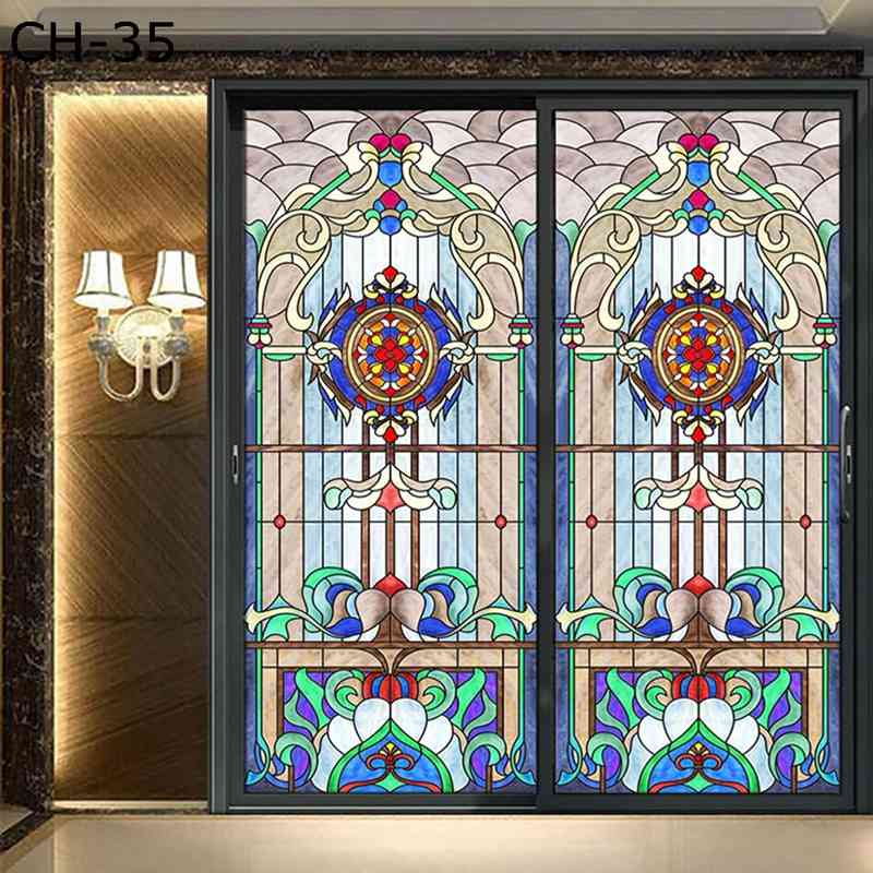 窓 ステンドグラス 目隠しシート アンティーク 窓用ガラスフィルム 洋風 窓用 UVカット 断熱シート 紫外線カット プライバシー 飛散防止フィルム 水で貼り付け 日差し対策 貼り直し可 窓遮熱シート 30x80cm