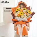 薔薇 ブーケ ひまわり 花束 プロポーズ スタンディング 結婚記念日 誕生日祝い 造花グリーン お洒落 雑貨 部屋装飾 花材 ソープフラワー 花器なし 清楚 就職 退職 教師日 カード付き 本物そっくり アーティシャルフラワー