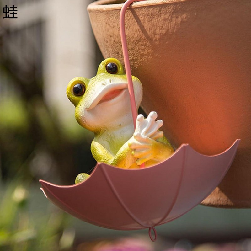 ガーデニング雑貨 掛ける傘 リス カエル ガーデンオブジェ カワイイ 動物 庭 オーナメント 樹脂 庭の飾り 防水 耐久 ガーデン雑貨 庭 飾り 園芸 インテリア リアル プレゼント ギフト 部屋装飾品 屋外の装飾 お揃い二点セット