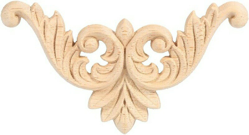 木彫りデカールコーナー 木製アップリケ 家具アップリケ 家具装飾 北欧風 クラシック デコレーション未塗装 家具飾り ホームデコ家具 ドア 壁 コーナーインテリア(8*8)