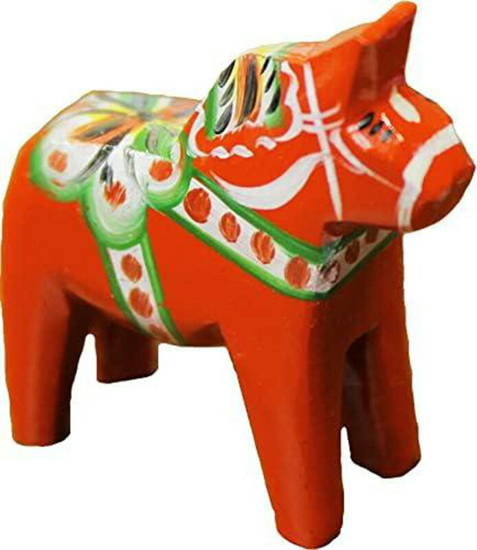 ダーラナホース ダーラヘスト 置物 レッド 北欧スウェーデン製 木彫りの馬 メーカーパンフレットと日本..