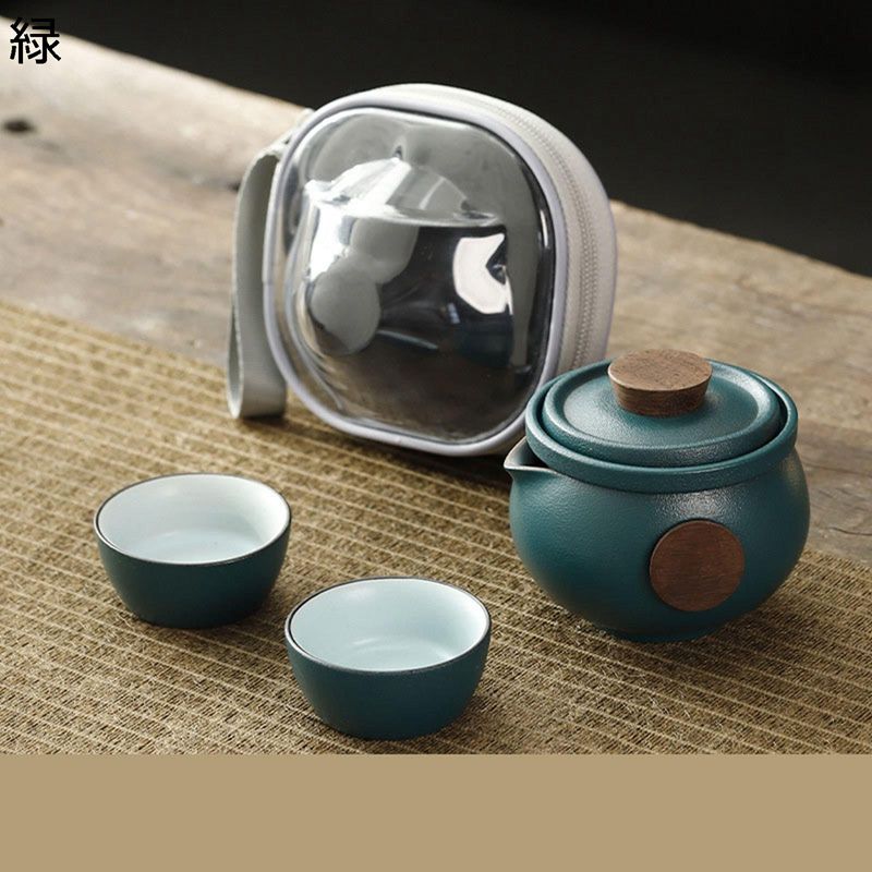 番茶器セット 急須セット 2客/3客セット 携帯便利 クリアバッグ付き 旅行ティーセット 湯呑セット 茶葉..